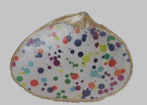 DECOUPAGE MUSCHEL festliche Punkte HANDBEMALT BLATTGOLD Borte - Bild 1 von 2