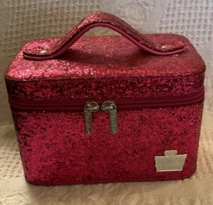 Caboodles “On The Go” Hot Pink Glitter Mini Girls Make-up Case W/ Mirror Zipper - Picture 1 of 14