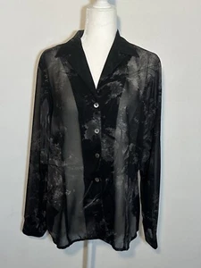Georgiou Studio Sheer Black Blouse Size 14 Buttons - Picture 1 of 4