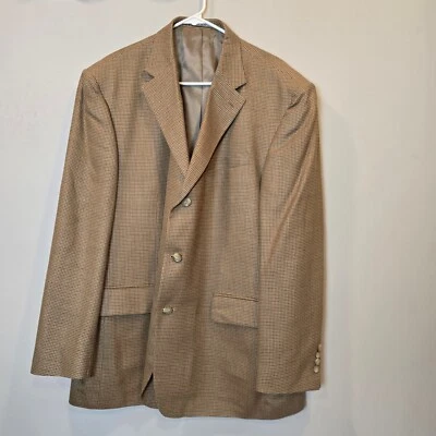 Oscar de la Renta Traje Chaqueta Blazer Para Hombres 46 Pata de Gallo Cuadros Seda Lana Foto 1 de 4