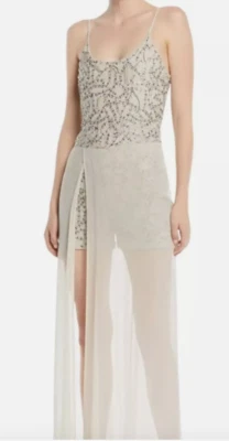 Haute Hippie Silk Beaded Beige Romper Dress Sz 8 Fairy Spotlight Slayer NWT - Image 1 of 4