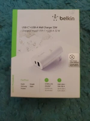 Belkin 32w Wall Charger Usb A + Usb C Fast Charge  - Image 1 of 3