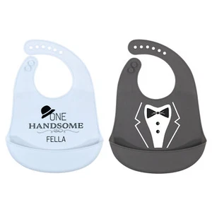Hudson Baby Infant Boy Silicone Bibs 2pk, One Handsome Fella, One Size - Picture 1 of 1