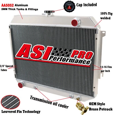 3 Row Aluminum Radiator For 1970-1972 Dodge Charger Coronet /Plymouth Satellite - Image 1 of 4