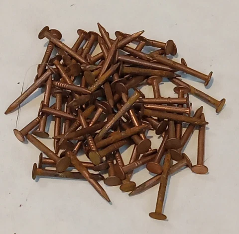 1oz. 3/4" COPPER NAIL 1/16" SMOOTH SHANK 5/32" HEAD 55+ PCS OLD BARN FIND Cover