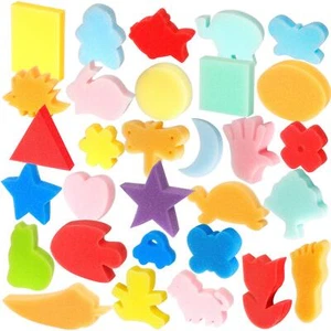 30pcs Sponge Painting Shapes Painting Craft Sponge for Toddlers Assorted Patt... - Picture 1 of 9