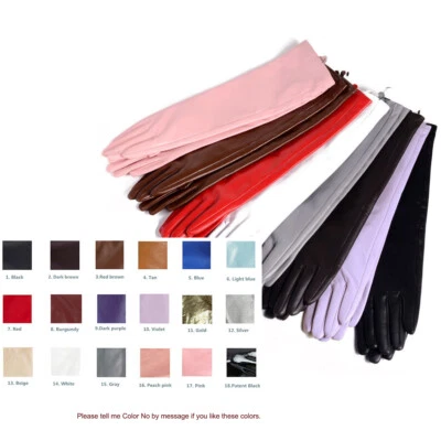 Guantes largos de cuero de oveja real con codo guantes de noche de piel de cordero varios colores Foto 1 de 4