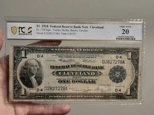 1918 $1 Federal Reserve Bank of Cleveland FR#718 PCGS VF20 - Picture 1 of 6