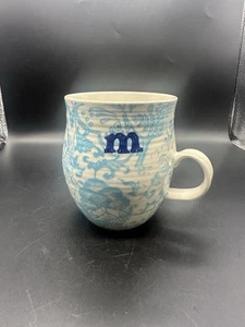 Anthropologie Homegrown Monogram Initial Mug M Blue Floral - Picture 1 of 6