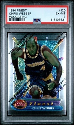 PSA 6 EX MINT 1994 FINEST W/COATING CHRIS WEBBER #120 WARRIORS 05531 B145 - Image 1 of 2