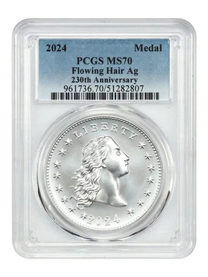 2024 Flowing Hair Silver Medal PCGS MS70 (230th Anniversary) - Image 1 of 4