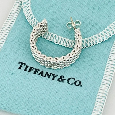 Tiffany & Co ÚNICO Somerset Malla Aro Huggie Pendiente de Repuesto Foto 1 de 4