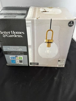Lámpara colgante Better Homes & Garden de latón dorado con pantalla de vidrio transparente NUEVO OB Foto 1 de 4