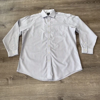 Jos A Bank 正装衬衫男式尺寸 17-34 旅行者系列条纹剪裁版型  — 第 1/4 张图片