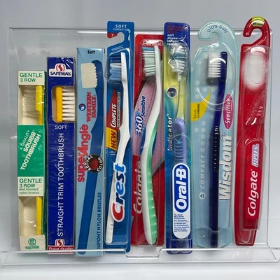 Lot VTG Toothbrushes NOS sealed Crest Colgate Oral-B Squibb Safeway Prop Display - Image 1 of 4