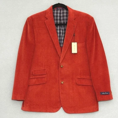 Alan Flusser Mens Jacket 46R Siena Rust Orange Corduroy Blazer Classic Preppy - Image 1 of 4