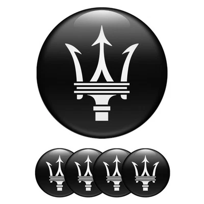 4 pegatinas epoxi abovedadas 3D compatibles con tapas centrales para ruedas de coche Maserati Foto 1 de 4