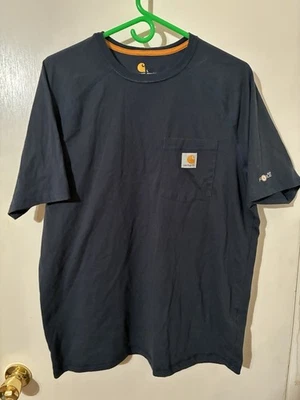 Camiseta de Trabajo Carhartt Force Adulto Grande Calce Relajado Azul Oscuro con Bolsillo Frontal Foto 1 de 4