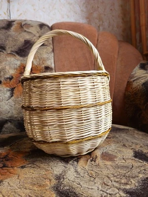 Rustic Handwoven Wicker Basket – Traditional Gathering Basket - Image 1 of 4