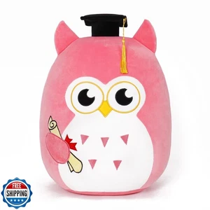 Our Honor Plush Soft Owl Stuffed Animal with Pink Body and Ears, Black Gradua - Picture 1 of 5