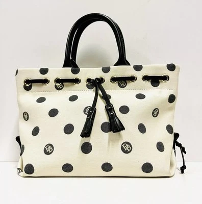 VTG Y2K Dooney Bourke Polka Dot Black White Signature Logo Satchel Bag Handbag - Image 1 of 4