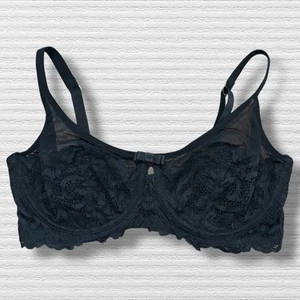 Fredrick’s Of Hollywood Sheer Lace Mesh 32DD Black Bra - Picture 1 of 4