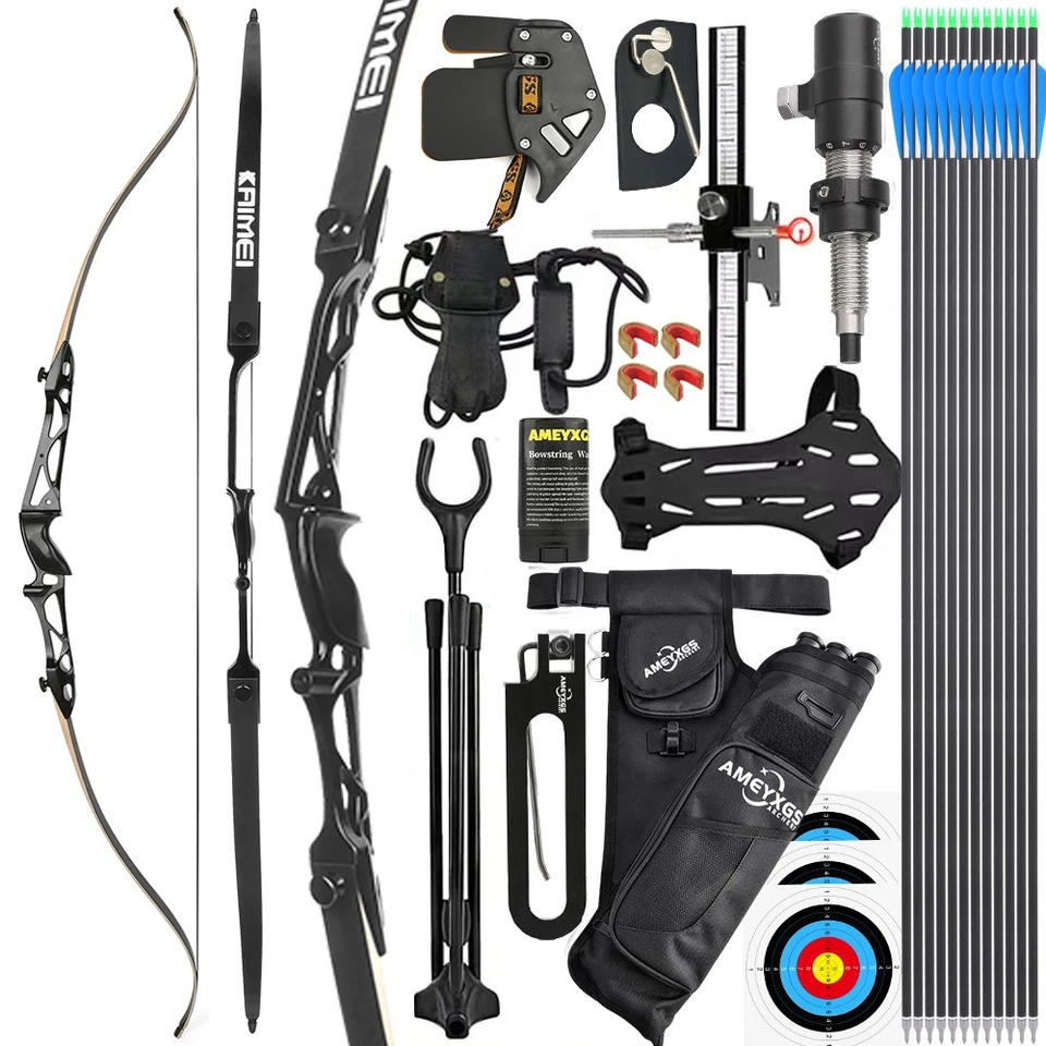 66" 68" 70" Archery Recurve Bow Takedown 12-40lbs Limbs Adult Target Shooting - Image 1 of 4