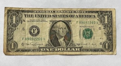 US one dollar bill 1988A misprint double struck on back. - Image 1 of 4
