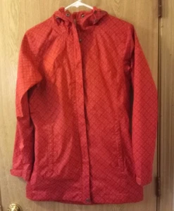 Columbia Omnitech Jacket Small Waterproof Full Zip Lightweight Red Geometric - Picture 1 of 10