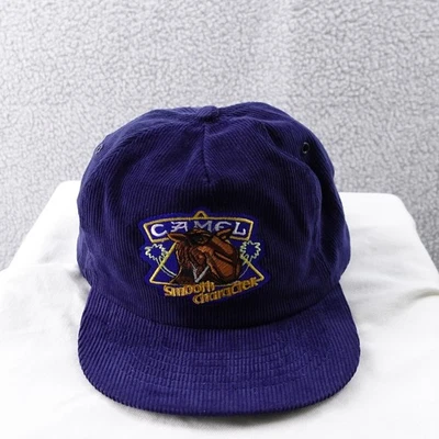 Sombrero de pana vintage de cigarrillos camel "personaje suave" logotipo azul cierre a presión Foto 1 de 4