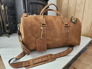 Handmade Italian Leather Duffel Holdall Bag Travel Gym Weekend Luggage Carry On - Picture 1 of 8