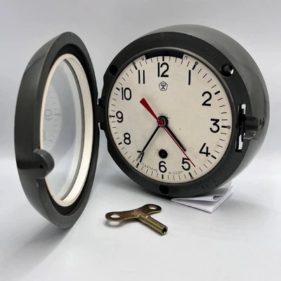 Reloj Barco Soviético Vintage URSS Marina Mecánico Cabina Reloj Pared Llave Náutico Foto 1 de 4