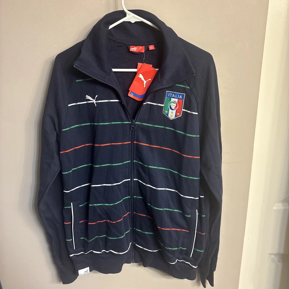 Chaqueta de Pista de Fútbol Italia Para Hombre Grande FIGC Puma Fútbol Cremallera Completa Nueva con Etiquetas Rayas Foto 1 de 4