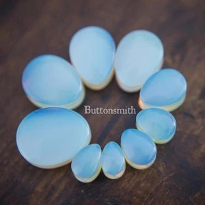 Pair of Teardrop Opalite Moonstone Plugs Gauges pierced ear lobe 0g - 1" 10 size - Picture 1 of 10