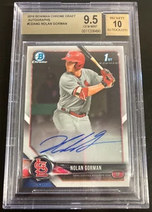 Nolan Gorman 2018 Bowman Chome 1st Prospect Auto BGS 9.5/10 #CDA-NG Cardinals - Picture 1 of 3