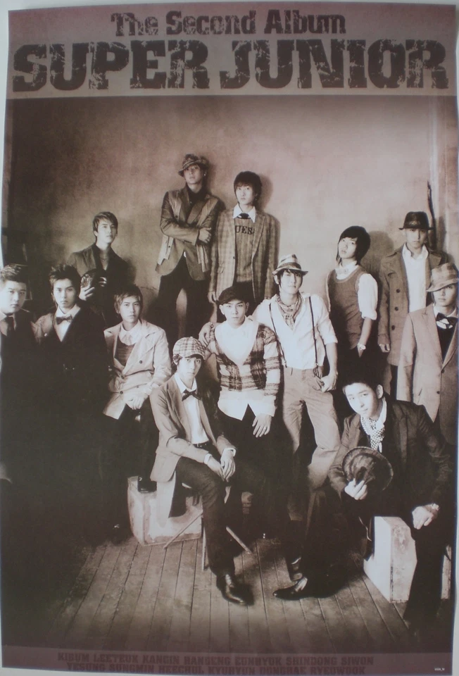 SUPER JUNIOR "SECOND ALBUM-SEPIA COLORED GROUP SHOT" ASIAN POSTER - Korean K-Pop - Image 1 of 1