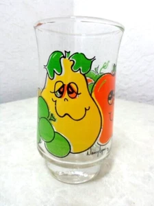 Vintage Nancy Lynn verspielte Fruchtgesichter Anchor Hocking Glas 6 Unzen Saftglas 70er - Bild 1 von 4