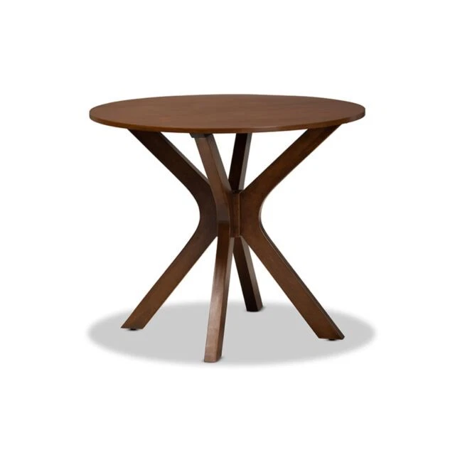 Baxton Studio 10891 Kenji Modern Walnut 35 Inch Round Wood Dining Table - Brown