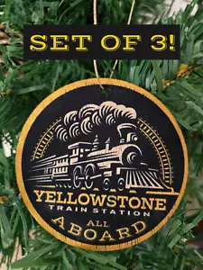 (3) SET OF 3 ASPEN ORNAMENTS (3" DIAMETER) YELLOWSTONE TRAIN STATION RIP BETH - Picture 1 of 1