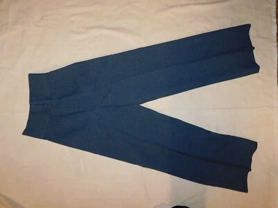 Vintage Pants Slacks Blue Stripe Wide Leg High Waist Back Zipper Waist 25" - Image 1 of 4