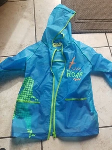 Western Chief Roar Boy's Rain Coat Blue Dino RAWR Zipper hoodie Size 5 - Picture 1 of 11