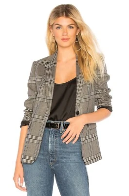 NWT Alice+Olivia Paulene Plaid Blazer Grey/Black (Size 4) MSRP $550.00 - Image 1 of 4