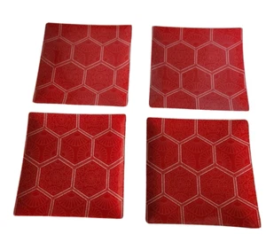 4er Set Kiste & Fass quadratisch rot Porzellan Wabe 11" Servierplatte/Teller - Bild 1 von 6