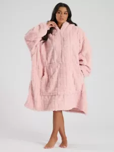 Loungeable Womens Pink Teddy Cut Sherpa Fleece Oversized Snuggle Hoody - Picture 1 of 4