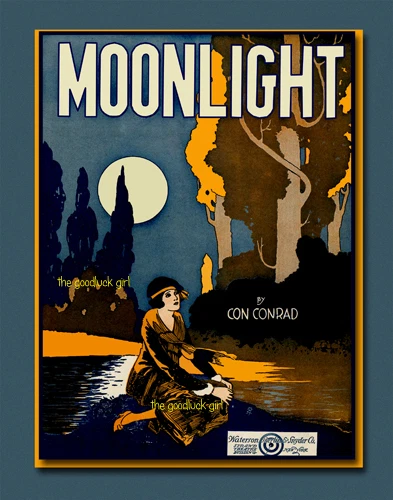 1921 Vintage MOONLIGHT FLAPPER 8x10 Partituras Cubierta Art Deco Impresión Artística Foto 1 de 1