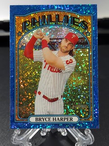 BRYCE HARPER 2021 Topps Heritage Chrome Blue Sparkle 1972 Design Phillies #13