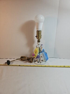 Antique German Porcelain Boudoir Dancing Courting Couple Figural Lamp ** TESTED - Image 1 of 4
