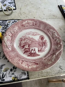Antique English Pottery Cake Plate, 1830, Red Transferware - Picture 1 of 6