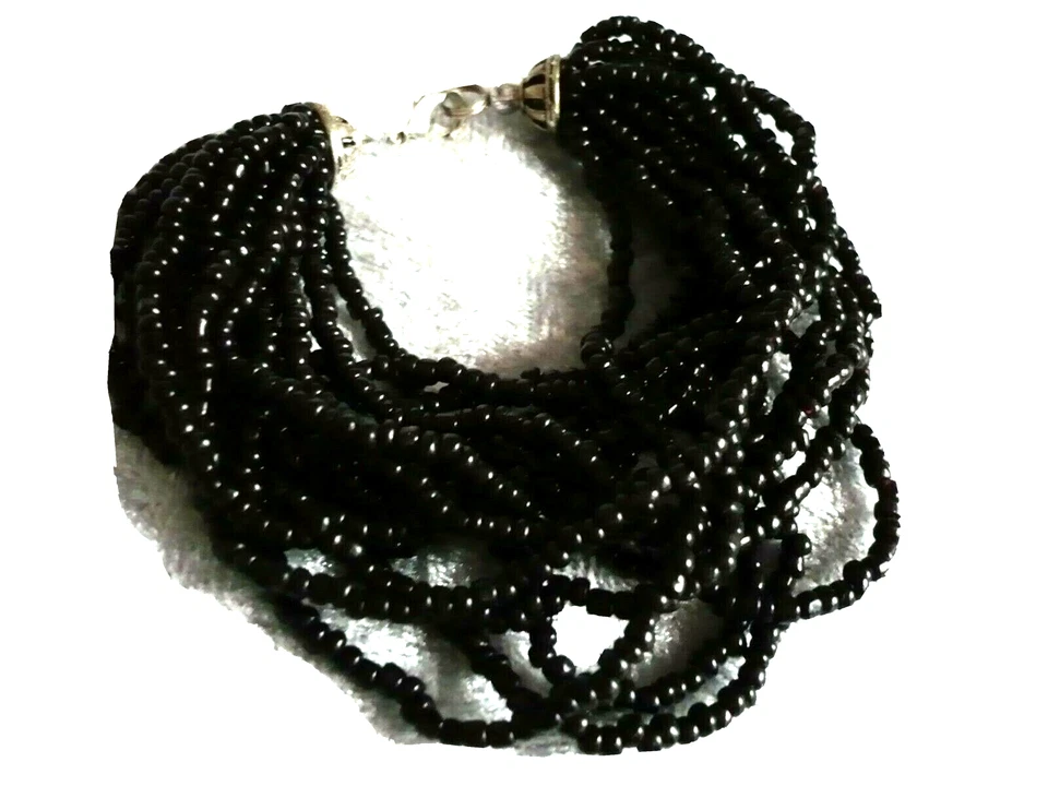 super klasse Armschmuck Armband Glas schwarz silber Folklore NEU + TOP - Bild 1 von 1