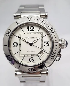 Cartier Pasha Seatimer Watch Ref. 2790 Automatic Stainless 40mm White Dial Watch - Picture 1 of 22